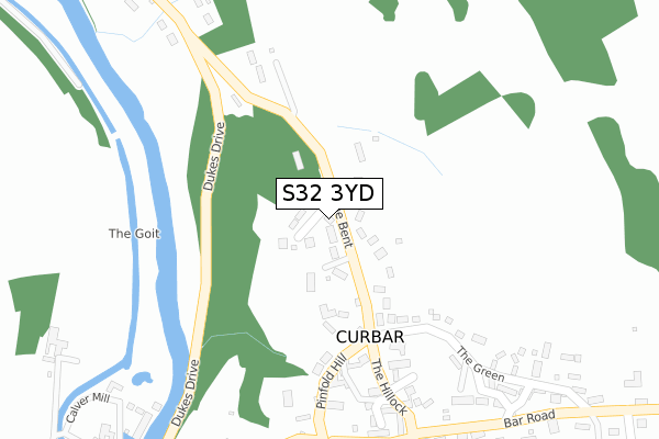 S32 3YD map - large scale - OS Open Zoomstack (Ordnance Survey)