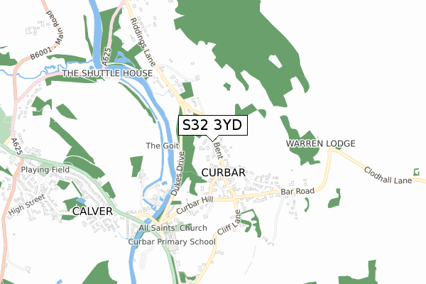 S32 3YD map - small scale - OS Open Zoomstack (Ordnance Survey)