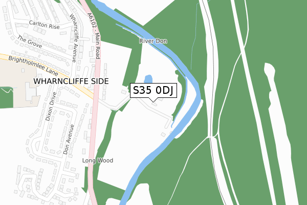 S35 0DJ map - large scale - OS Open Zoomstack (Ordnance Survey)