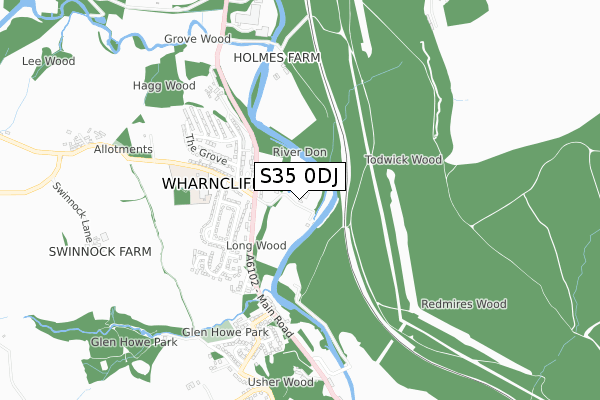 S35 0DJ map - small scale - OS Open Zoomstack (Ordnance Survey)