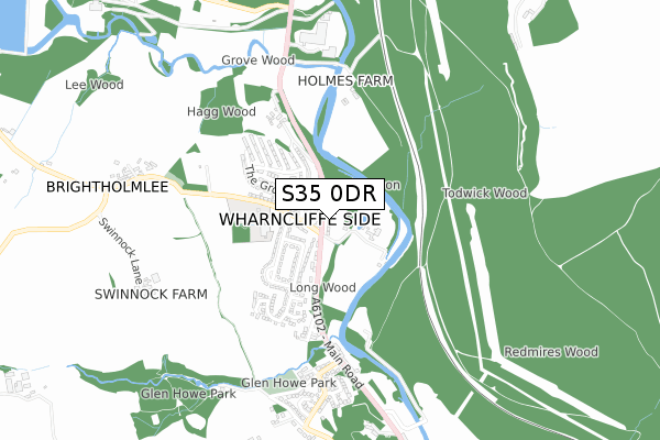 S35 0DR map - small scale - OS Open Zoomstack (Ordnance Survey)