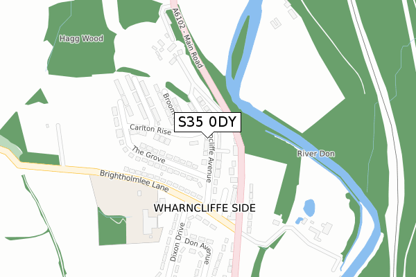 S35 0DY map - large scale - OS Open Zoomstack (Ordnance Survey)