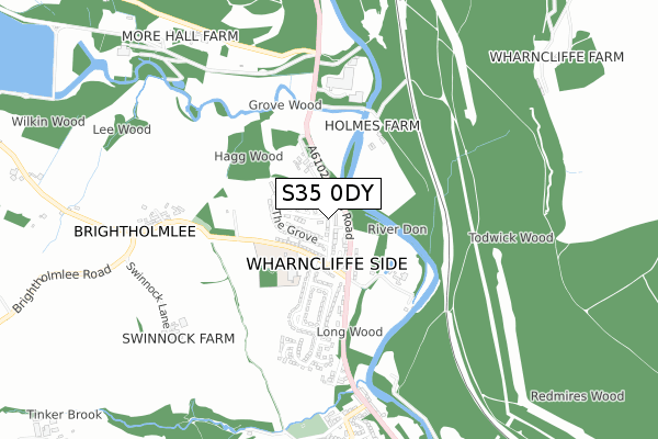 S35 0DY map - small scale - OS Open Zoomstack (Ordnance Survey)