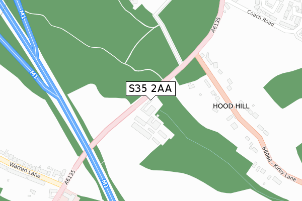 S35 2AA map - large scale - OS Open Zoomstack (Ordnance Survey)
