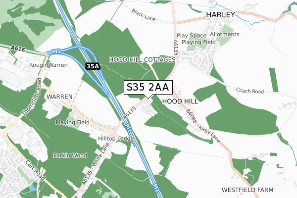 S35 2AA map - small scale - OS Open Zoomstack (Ordnance Survey)