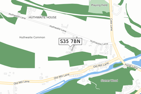 S35 7BN map - large scale - OS Open Zoomstack (Ordnance Survey)