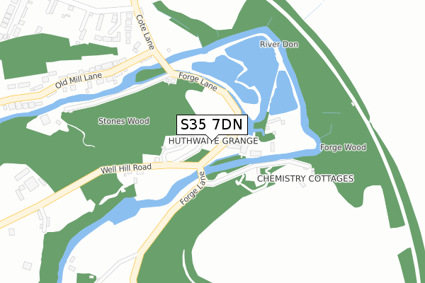 S35 7DN map - large scale - OS Open Zoomstack (Ordnance Survey)