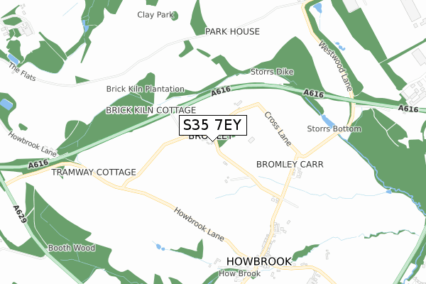 S35 7EY map - small scale - OS Open Zoomstack (Ordnance Survey)