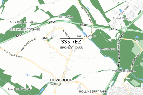 S35 7EZ map - small scale - OS Open Zoomstack (Ordnance Survey)