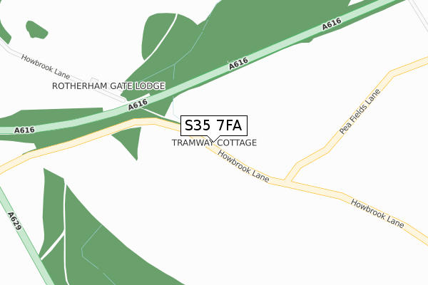 S35 7FA map - large scale - OS Open Zoomstack (Ordnance Survey)