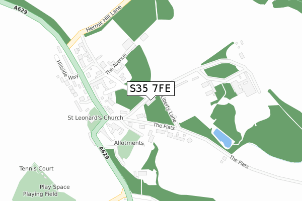 S35 7FE map - large scale - OS Open Zoomstack (Ordnance Survey)