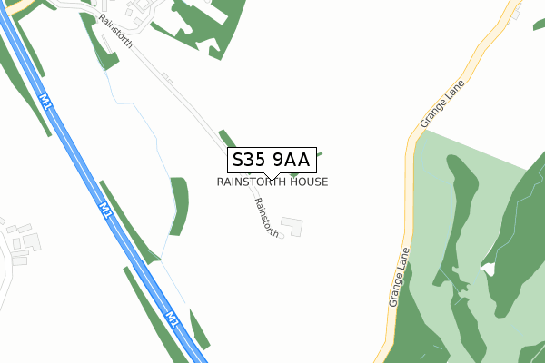S35 9AA map - large scale - OS Open Zoomstack (Ordnance Survey)
