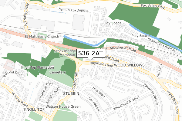 S36 2AT map - large scale - OS Open Zoomstack (Ordnance Survey)