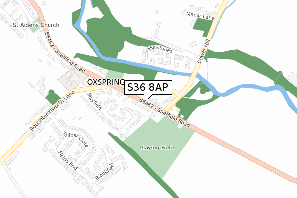 S36 8AP map - large scale - OS Open Zoomstack (Ordnance Survey)