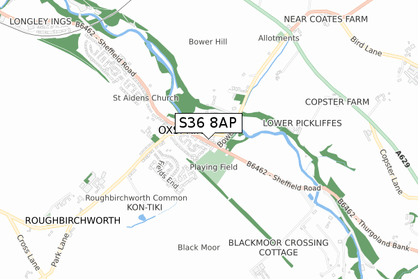 S36 8AP map - small scale - OS Open Zoomstack (Ordnance Survey)