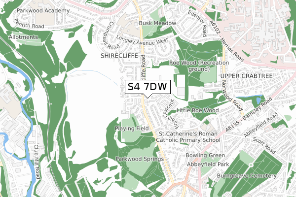 S4 7DW map - small scale - OS Open Zoomstack (Ordnance Survey)
