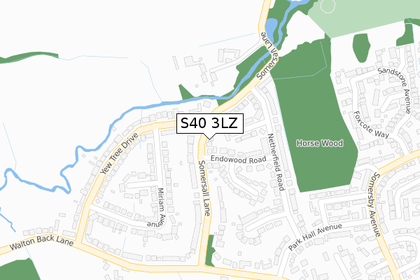 S40 3LZ map - large scale - OS Open Zoomstack (Ordnance Survey)