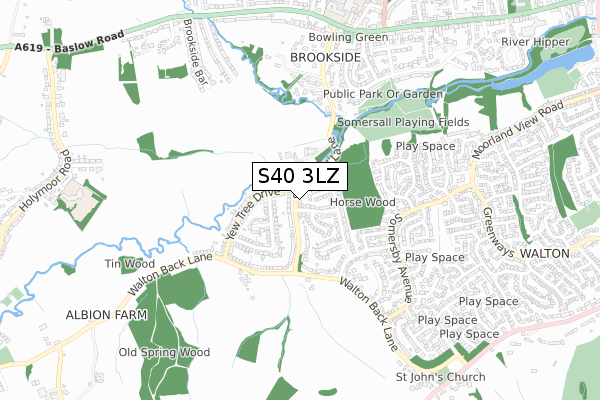 S40 3LZ map - small scale - OS Open Zoomstack (Ordnance Survey)