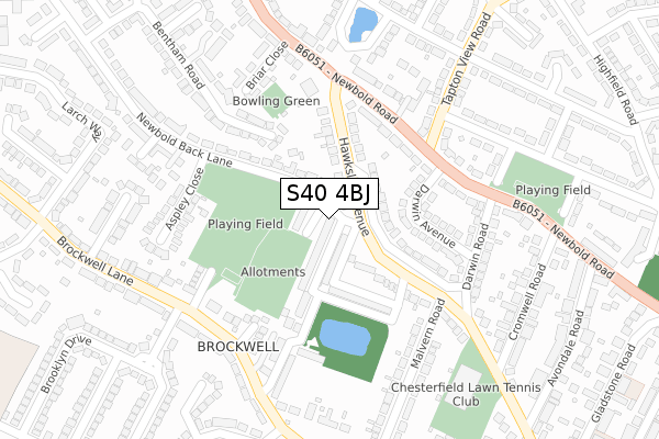 S40 4BJ map - large scale - OS Open Zoomstack (Ordnance Survey)