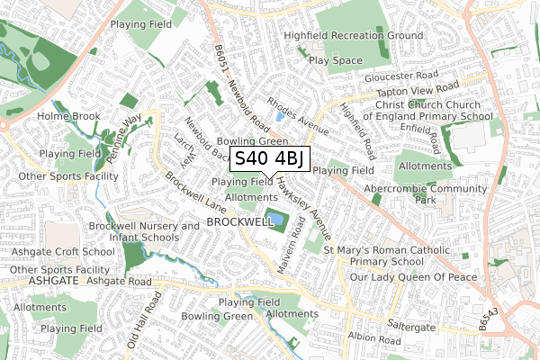 S40 4BJ map - small scale - OS Open Zoomstack (Ordnance Survey) S40 4BJ map - small scale - OS Open Zoomstack (Ordnance Survey)