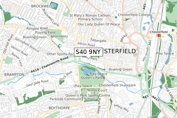 S40 9NY map - small scale - OS Open Zoomstack (Ordnance Survey)