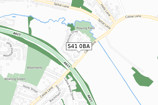 S41 0BA map - large scale - OS Open Zoomstack (Ordnance Survey)