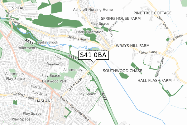 S41 0BA map - small scale - OS Open Zoomstack (Ordnance Survey)