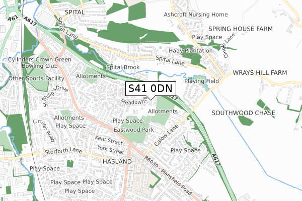 S41 0DN map - small scale - OS Open Zoomstack (Ordnance Survey)