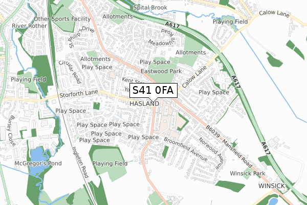 S41 0FA map - small scale - OS Open Zoomstack (Ordnance Survey)