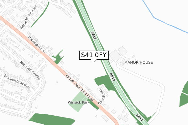 S41 0FY map - large scale - OS Open Zoomstack (Ordnance Survey)