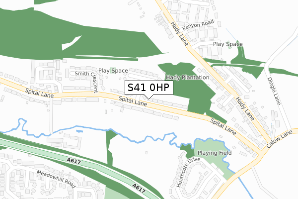 S41 0HP map - large scale - OS Open Zoomstack (Ordnance Survey)