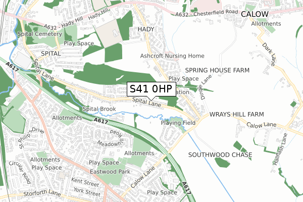 S41 0HP map - small scale - OS Open Zoomstack (Ordnance Survey)