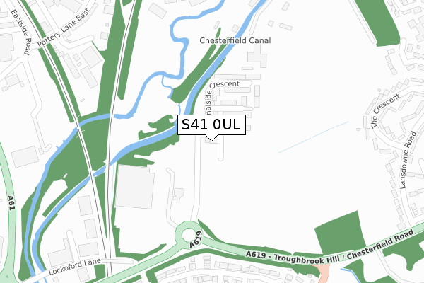 S41 0UL map - large scale - OS Open Zoomstack (Ordnance Survey)