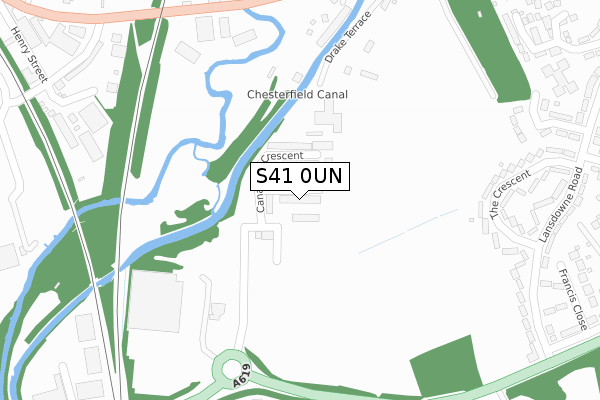 S41 0UN map - large scale - OS Open Zoomstack (Ordnance Survey)