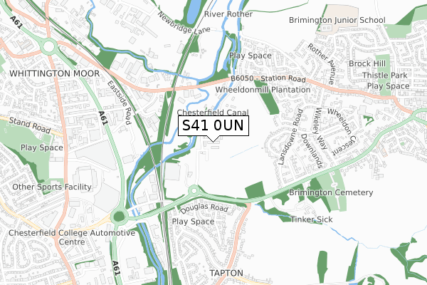 S41 0UN map - small scale - OS Open Zoomstack (Ordnance Survey)