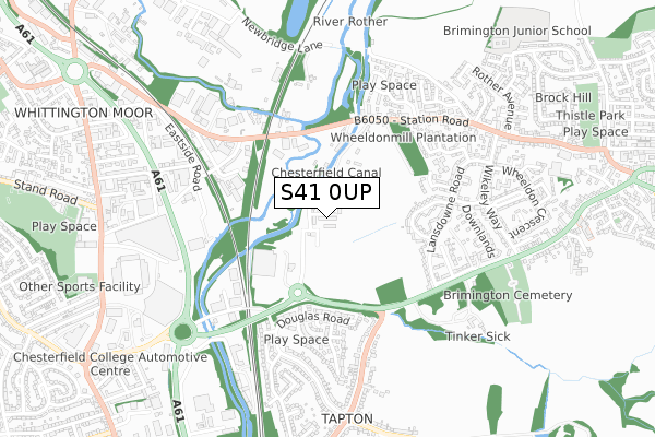 S41 0UP map - small scale - OS Open Zoomstack (Ordnance Survey)