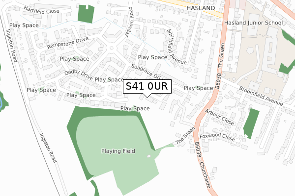 S41 0UR map - large scale - OS Open Zoomstack (Ordnance Survey)