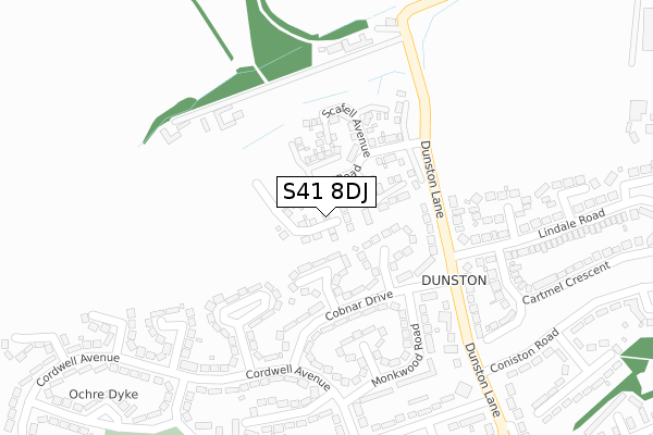 S41 8DJ map - large scale - OS Open Zoomstack (Ordnance Survey)