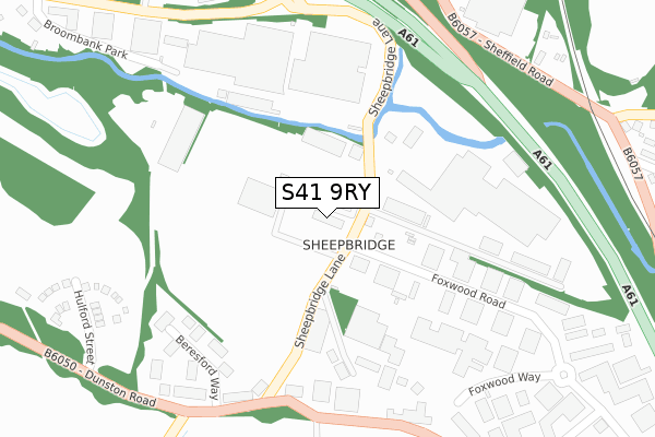 S41 9RY map - large scale - OS Open Zoomstack (Ordnance Survey)