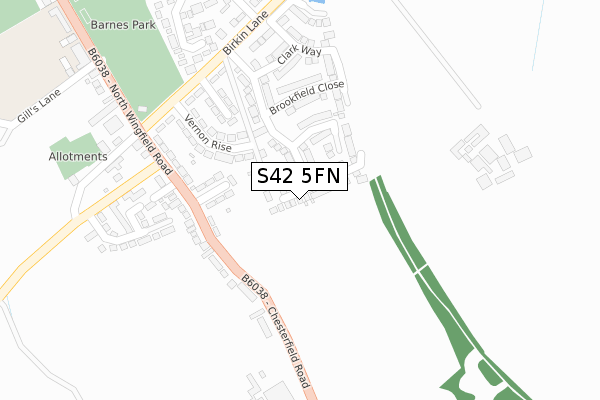 S42 5FN map - large scale - OS Open Zoomstack (Ordnance Survey) S42 5FN map - large scale - OS Open Zoomstack (Ordnance Survey)