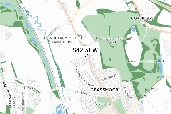S42 5FW map - small scale - OS Open Zoomstack (Ordnance Survey)