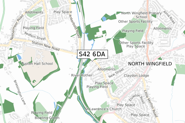 S42 6DA map - small scale - OS Open Zoomstack (Ordnance Survey)