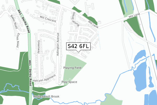 S42 6FL map - large scale - OS Open Zoomstack (Ordnance Survey)