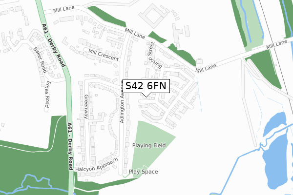 S42 6FN map - large scale - OS Open Zoomstack (Ordnance Survey)