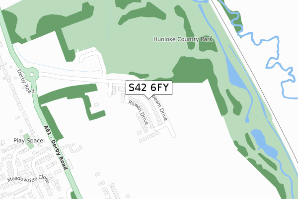 S42 6FY map - large scale - OS Open Zoomstack (Ordnance Survey)