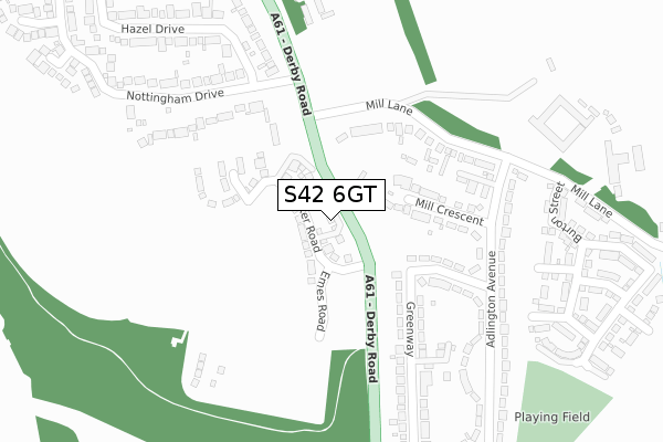 S42 6GT map - large scale - OS Open Zoomstack (Ordnance Survey)