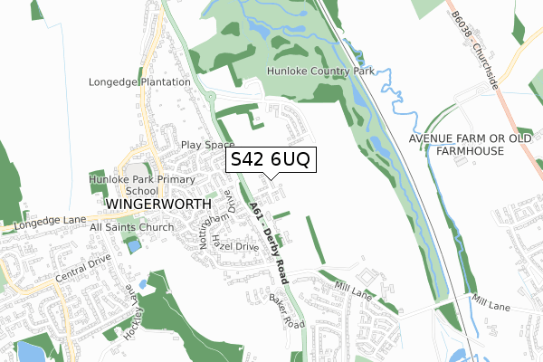 S42 6UQ map - small scale - OS Open Zoomstack (Ordnance Survey)