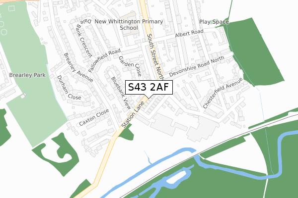 S43 2AF map - large scale - OS Open Zoomstack (Ordnance Survey)
