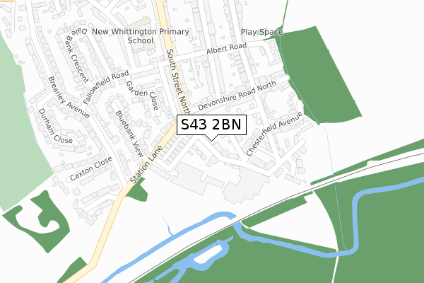 S43 2BN map - large scale - OS Open Zoomstack (Ordnance Survey)