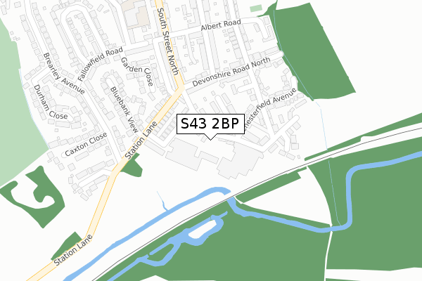 S43 2BP map - large scale - OS Open Zoomstack (Ordnance Survey)